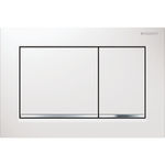 Pulsador serie Omega30 de Geberit, plástico, Blanco/Cromado brillante/Blanco